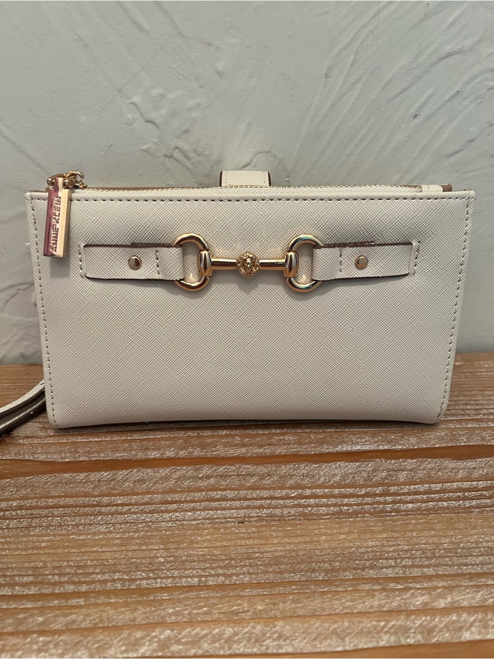 Anne Klein Cream Wristlet Clutch with Gold Hardware - Picture 6 of 8